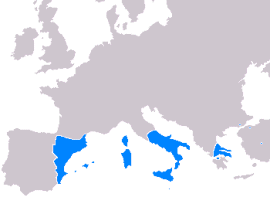 Extension maximale du royaume d'Aragon
