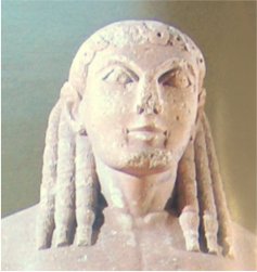 Kouros d'un  des jumeaux Klobis et Biton,  Delphes vers -600)
